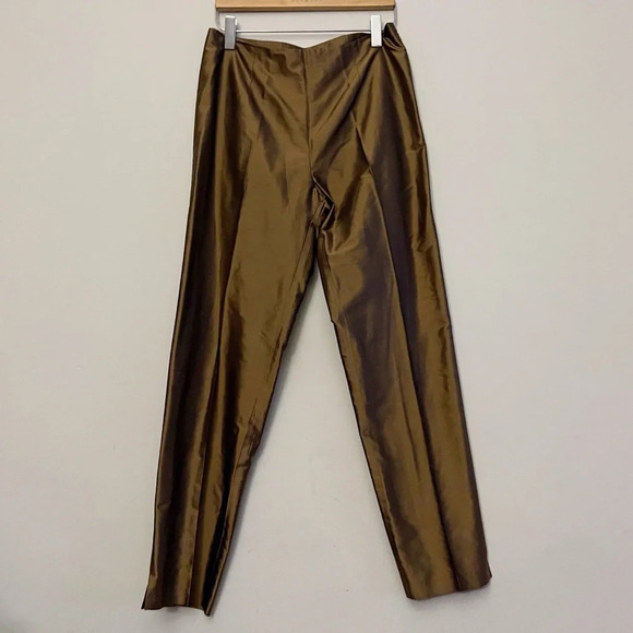 Connie Roberson silk trouser pants classic chic office party holiday Christmas - Picture 2 of 6